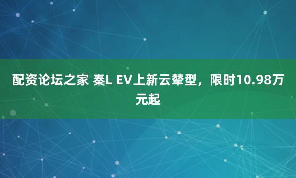 配资论坛之家 秦L EV上新云辇型，限时10.98万元起